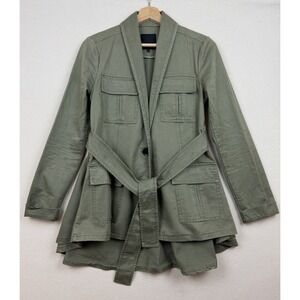 Marissa Webb Iona Green Small Belted Military Jacket Army Utility Pockets